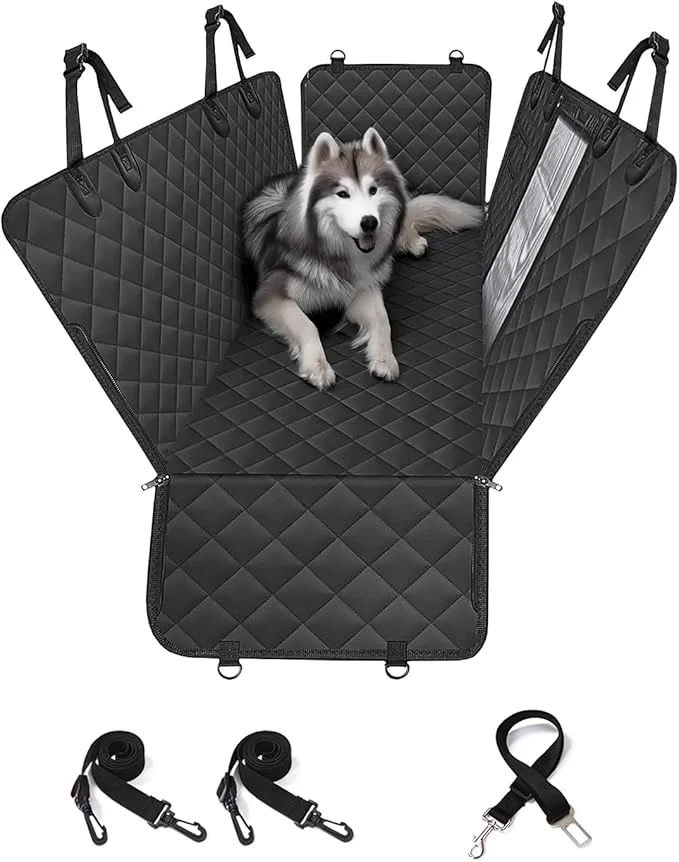 Stylish pettycare Dog Car Seat Cover for Back Seat 600D Heavy Duty Waterproof Scratch-Resistant for Car with Side Flap Pet Back Seat Covers for Car with Seatbelt Black.About ThisOverview Fine Crafted