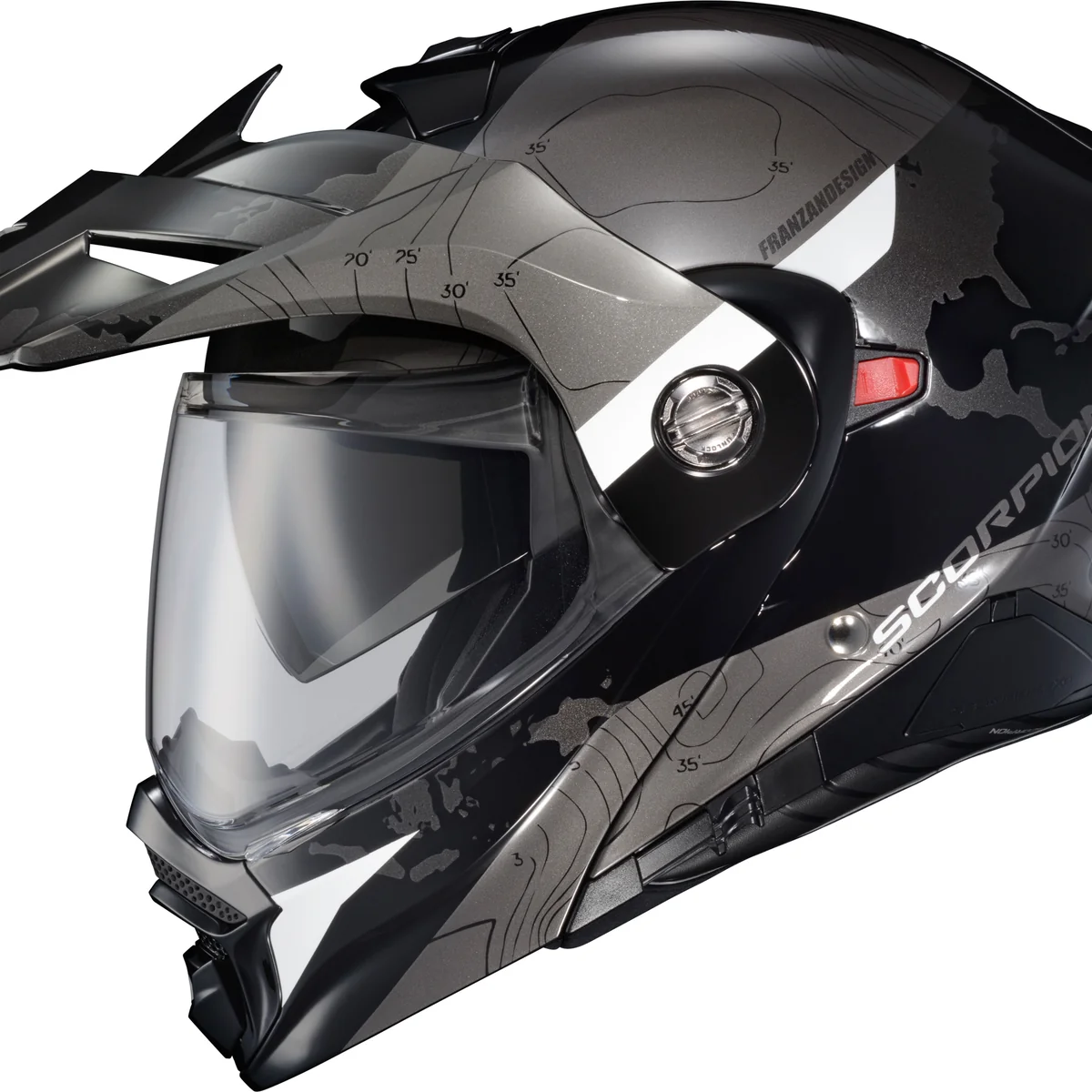Exceptional Scorpion - Exo At960 Modular Helmet Topographic Black White 3x Detailed