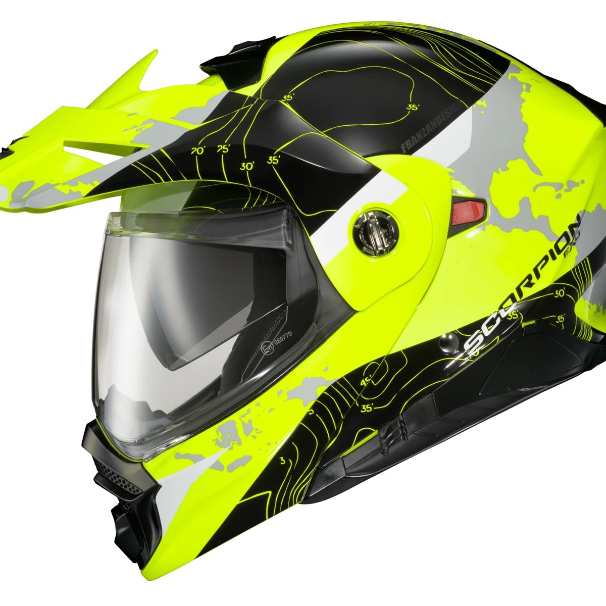 Breathable Scorpion - Exo At960 Modular Helmet Topographic Hi Vis Black Lg Dependable