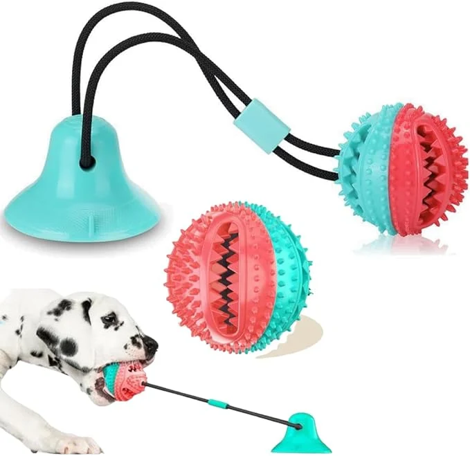 Recyclable Interactive Dog Ball with Bell for Aggressive Chewers and Seperation Anxiety. Dog Toothbrush. Toy for Teething Puppys. Color May VaryAbout This Eco-Friendly