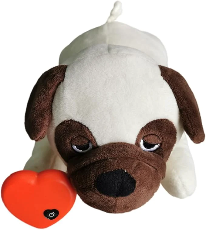 Elite HonourHope Dog Heartbeat Toy for Anxiety Relief Soft Plush Toy Pet Calming Puppy Behavioral Training Aid Pet Companion Pillow for Puppy Cat Kitty - Pug DogAbout This Premium Material