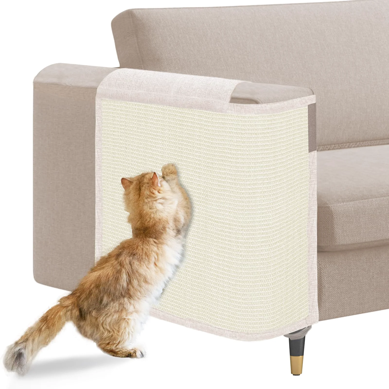 Clean Oroonoko Cat Scratch Sofa Protector - Natural Sisal 23.6 in L x 19.6 in W Beige Right-Handed Premium Material