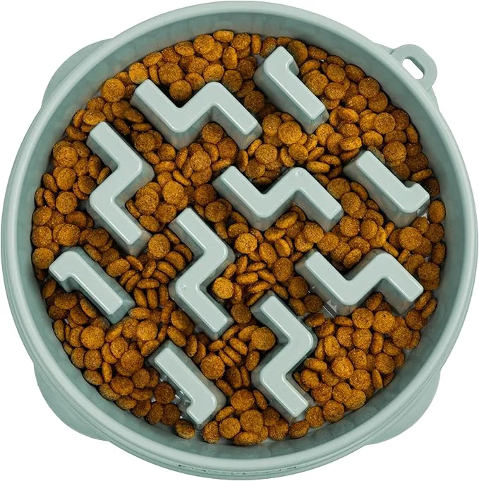 Relaxed Outward Hound Fun Feeder Slo Bowl – Large 4‑Cup Capacity Slow Feeding Medium to Large Dogs Non‑Slip Sage Notch PatternAbout ThisOverview Solid