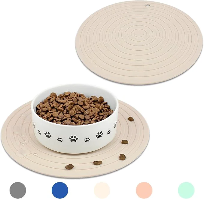 Fast Ptlom Silicone Pet Food Mat for Dogs and Cats Placemat 2Pcs Waterproof Professional