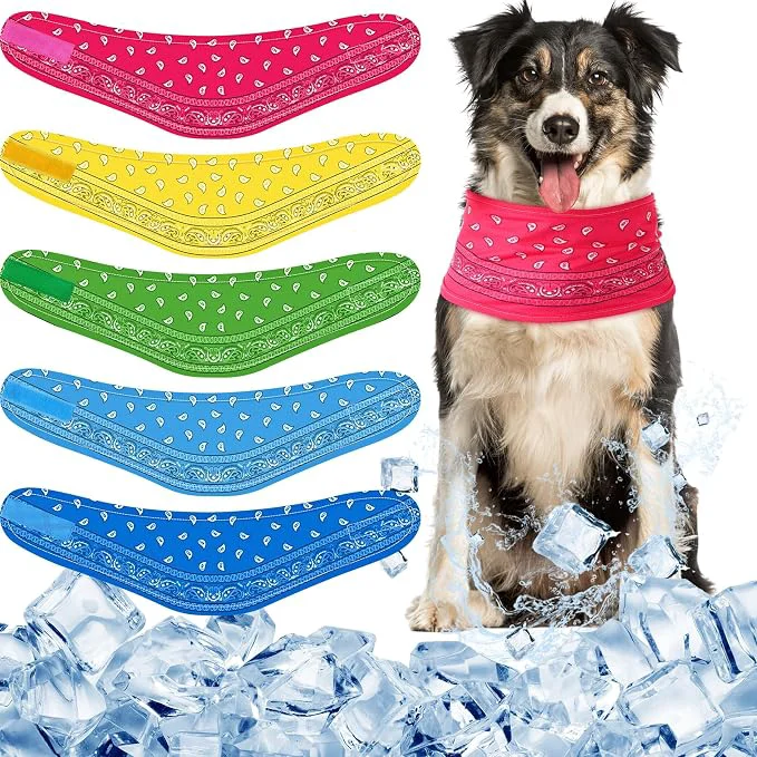 Selected Talltalk 5 Pieces Dog Cooling Bandanas Neck Wraps Ice Scarf Pet Dog Cooling Crafted