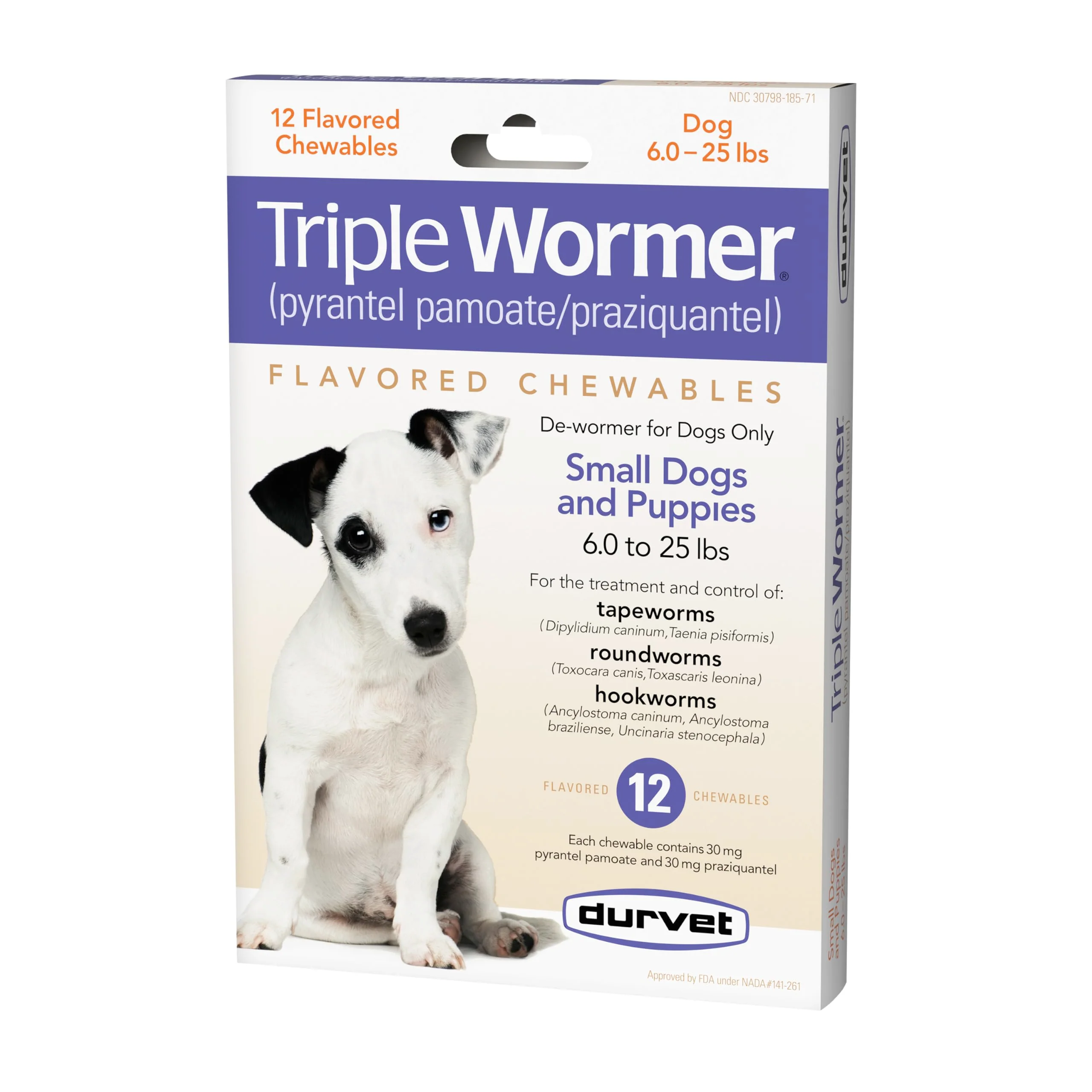 User-Friendly DURVET 12-Pack Triple Wormer Tablets for Puppies Small Dogs Stylish