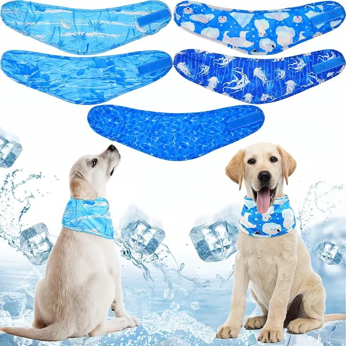 Comfortable Talltalk 5 Pieces Dog Cooling Bandanas Neck Wraps Ice Scarf Pet Dog Cooling Original