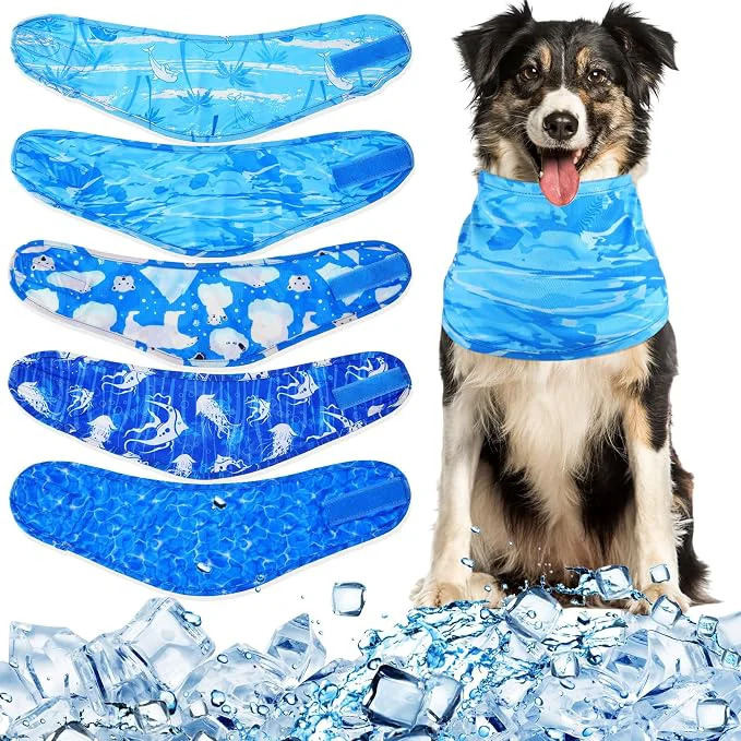 Clean Talltalk 5 Pieces Dog Cooling Bandanas Neck Wraps Ice Scarf Pet Dog Cooling Proven