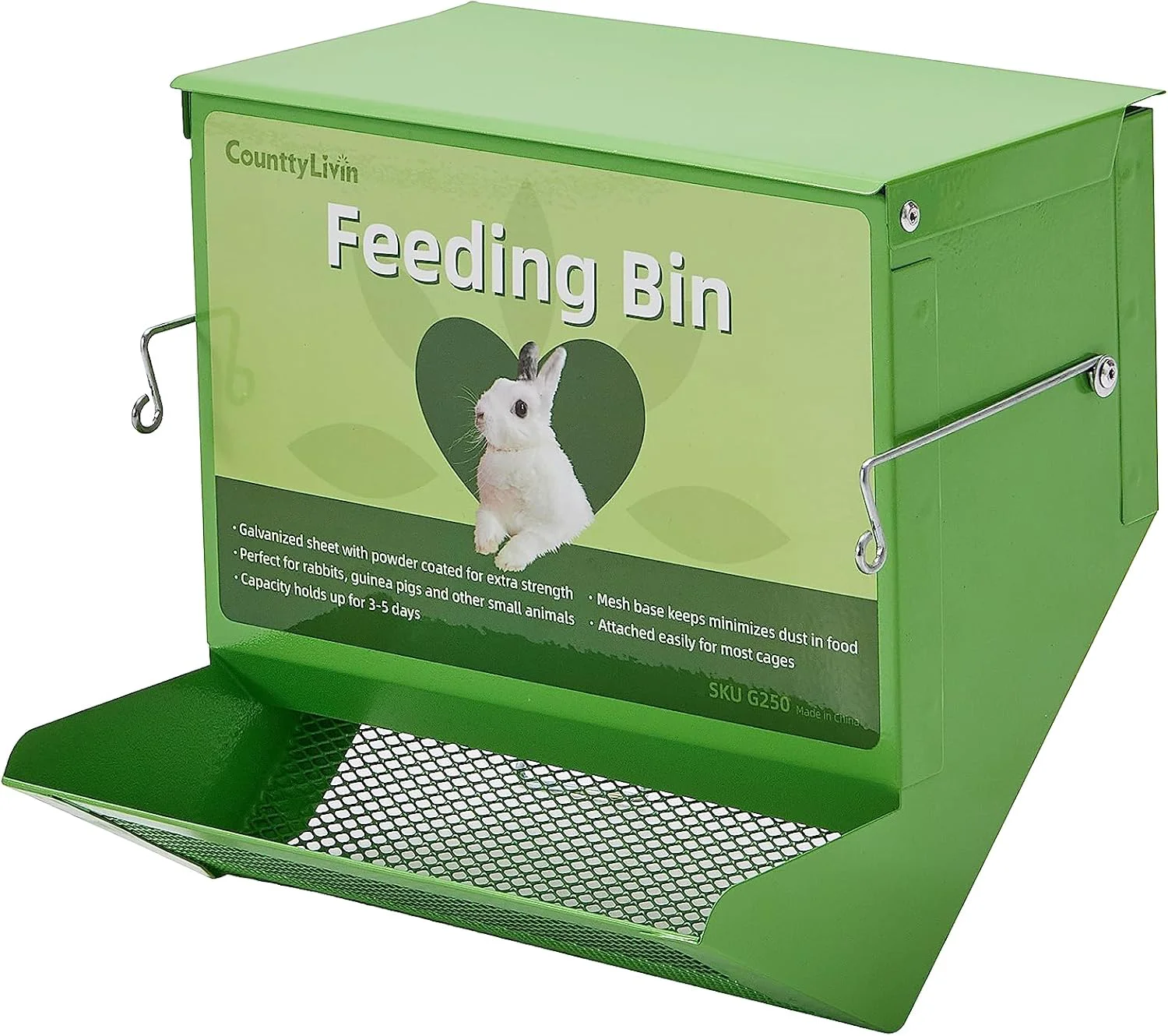 Trusted Metal Small Animal Feeder with Lid Heavy Duty Large Capacity Food Dispenser Great for Rabbits Guinea Pigs Chinchillas and Other Small Animals 7.4 inch Green High-Performance