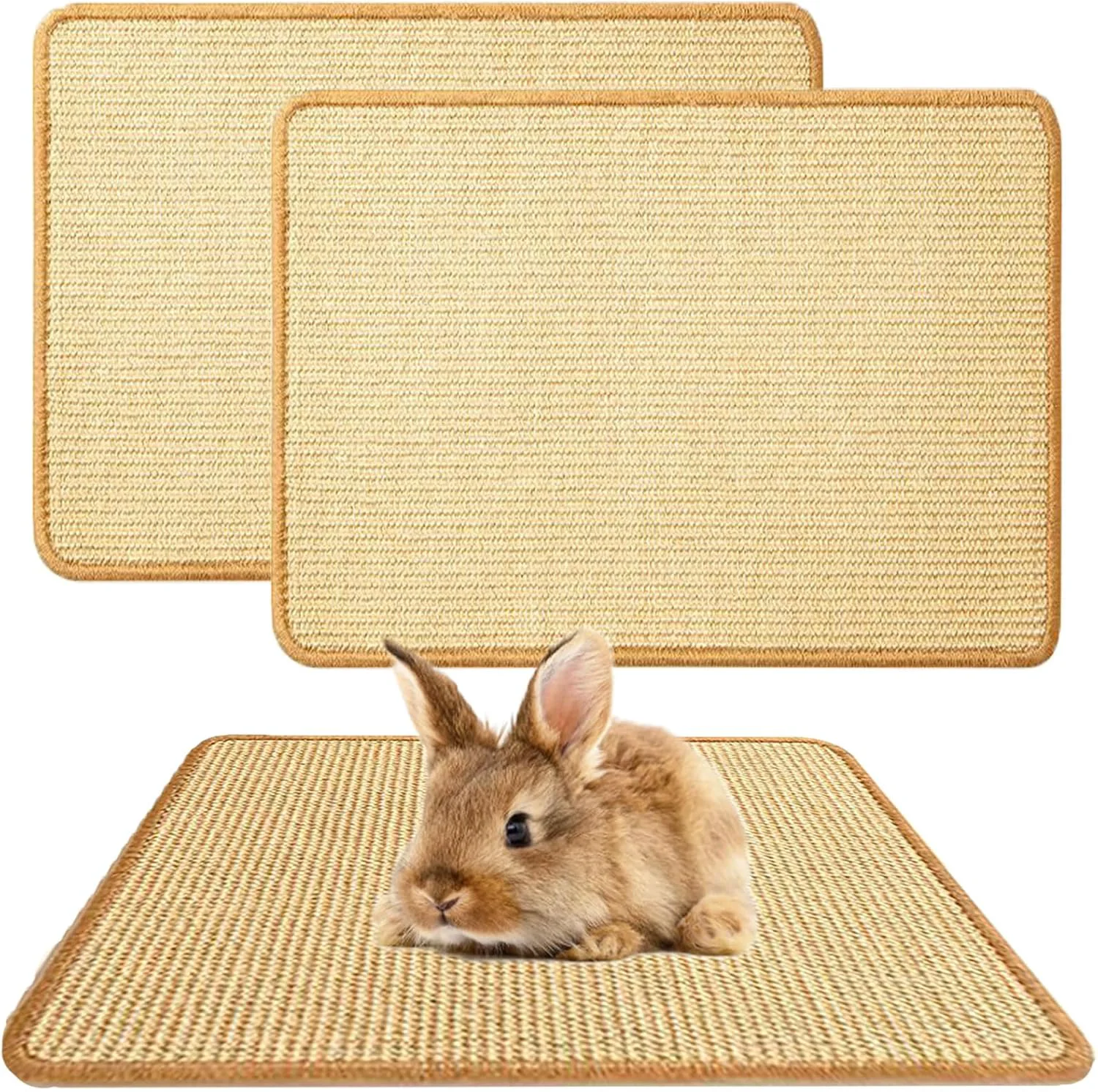 Classic 2PCS Rabbit Scratch Mat Natural Bunny Scratching Pad Claws and Teeth Care Rabbit Mats for Cages Chew Toys for Bunny Pet Cage Bedding for Biting Sleeping Nesting 24x16 High-End