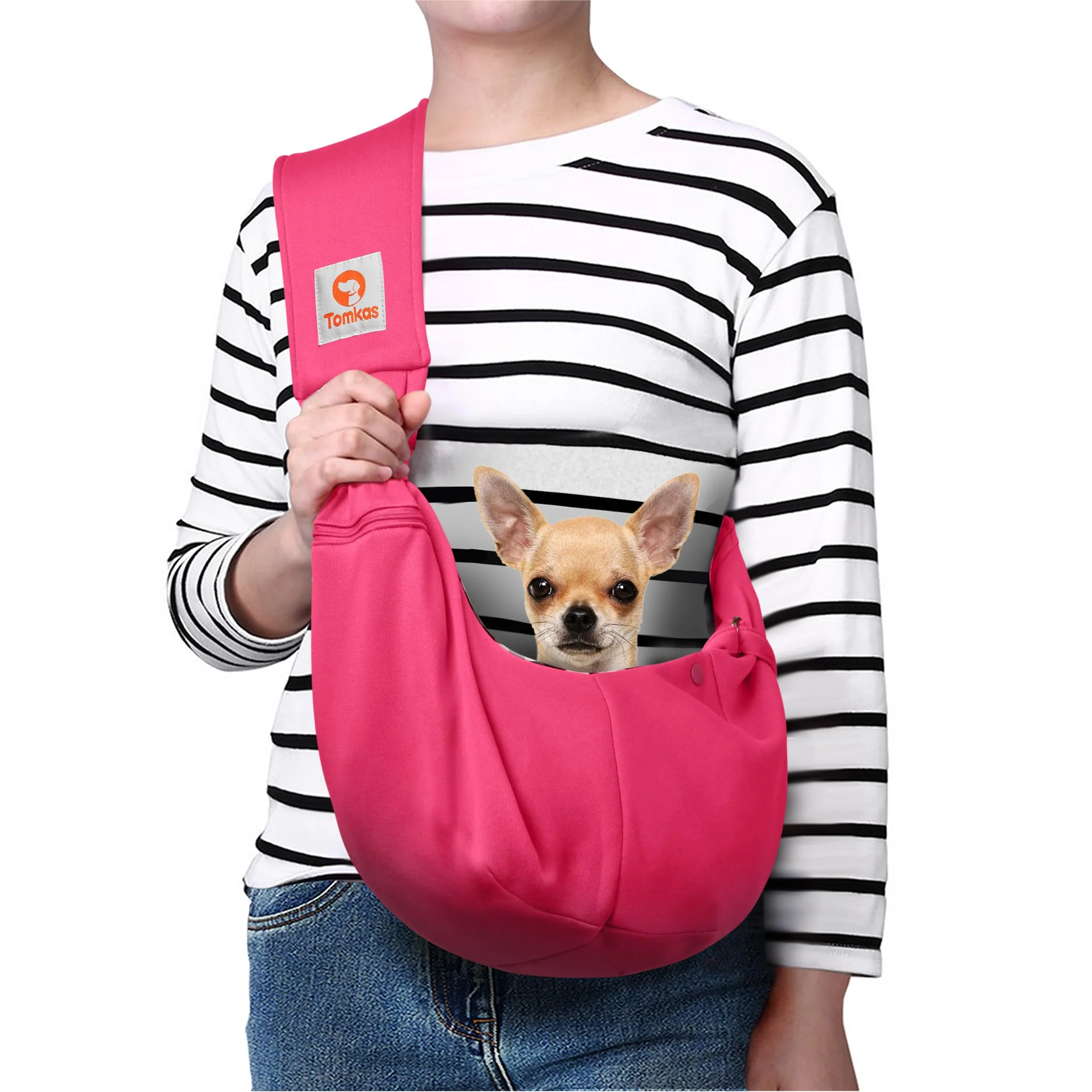 Sustainable Tomkas Dog Sling Carrier for Small Dogs – Rose Red 2-7 lbs Portable Puppy Sling Versatile