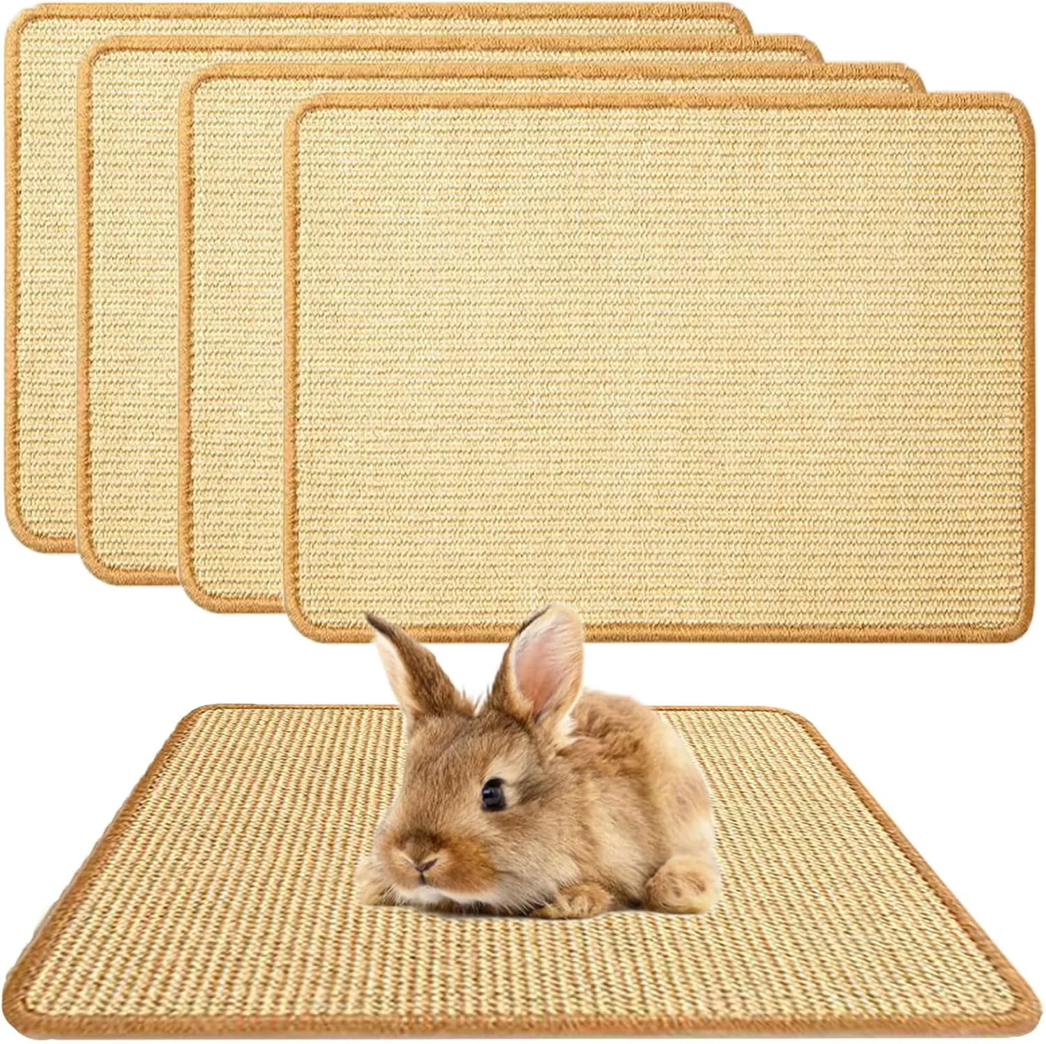 Crafted Oncpcare 4PCS Rabbit Scratch Mat - Natural Bunny Scratching Pad for Claws Teeth Care Cages Pet Cage Bedding for Biting Sleeping Nesting 24x16 Responsible