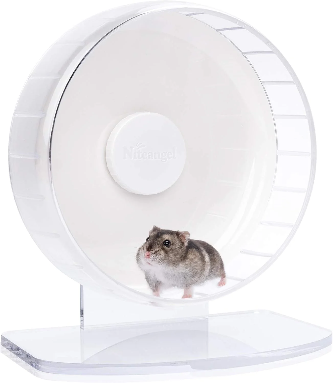 Classic Niteangel Super-Silent Hamster Exercise Wheels - Quiet Spinner Hamster Running Wheels with Adjustable Stand for Hedgehog Gerbils Mice or Other Small Animals S White Top-Quality