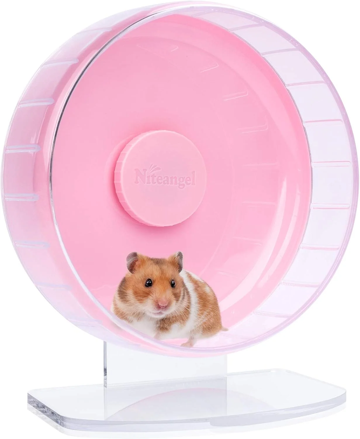 Casual Niteangel Super-Silent Hamster Exercise Wheels - Quiet Spinner Hamster Running Wheels with Adjustable Stand for Hamsters Gerbils Mice Or Other Small Animals M Pink Soft