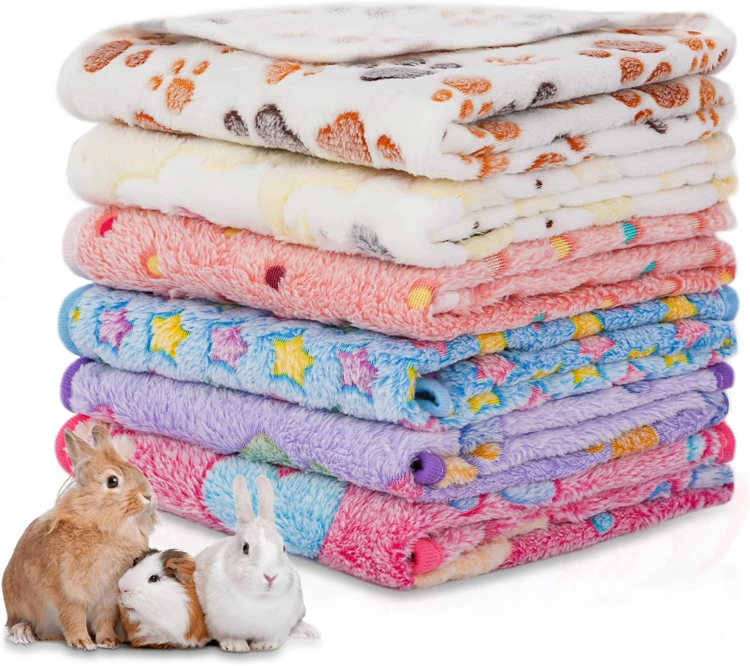 Top-Quality 6 Pack Guinea Pig Cage Liner Washable Guinea Pig Fleece Blankets Beding Accessories Flannel Throw Warm Sleep Mat Pet Pee Pads for Small Animal Hamster Rabbit Puppy Cat Light Color 26x14 Inch Green