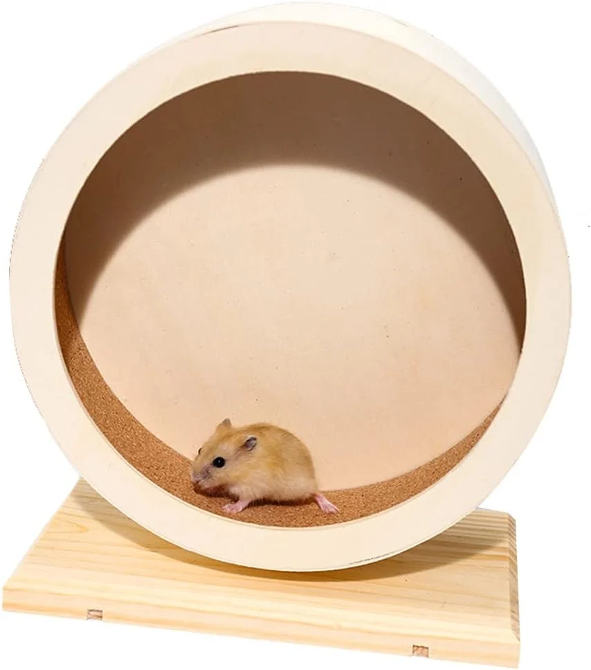 Verified antiai Hamster Wooden Silent Wheel 9.8 Inch Small Animal Exercise Wheel Accessories Quiet Spinner Hamster Running Wheels Prevent Depression Toys for Hamsters Gerbils Mice and Other Small Pets（L） Expertly Made