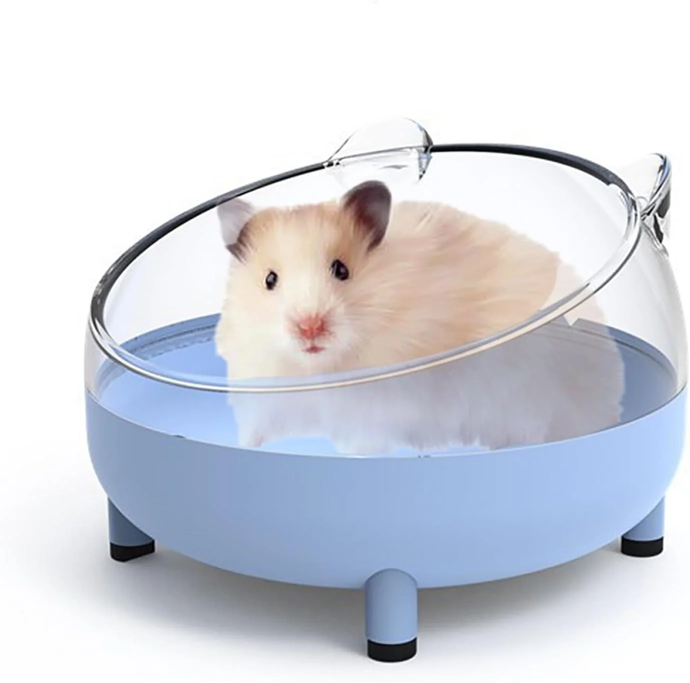 Specialty Meow Woof Hamster Sand Bath Container Large Sandbox Toilet Gerbil Batheoom Tiny Chinchilla Dust Bathtub Sand Bath Box for Hamster Cage Accessories 6.5 Inch - Blue Premium Material