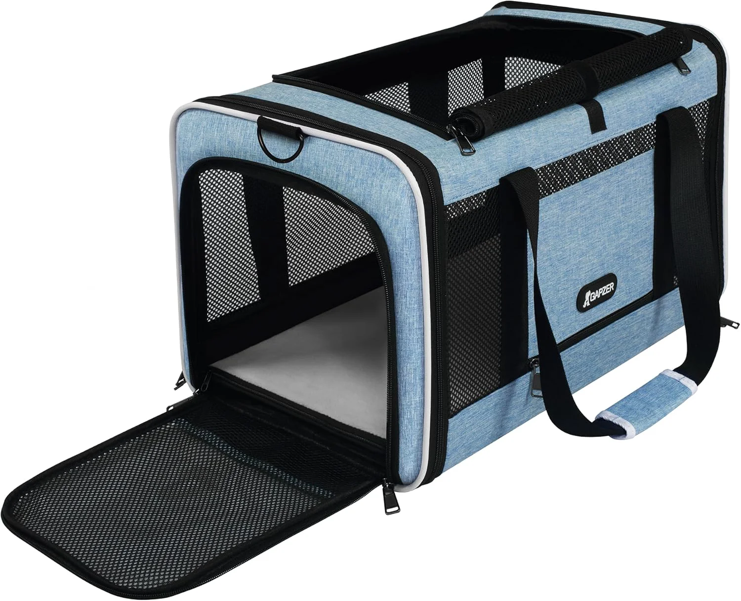 Convenient Cat Carrier 18 x 11 x 11 Top Loading Soft-Sided Pet Travel Bag Over 15lbs Portable Small Dog Puppy Car Crate 10 lbs Chihuahua Kennel Carry Case Kitty Cloth Cage Medium Cat Under 25 Blue Superior