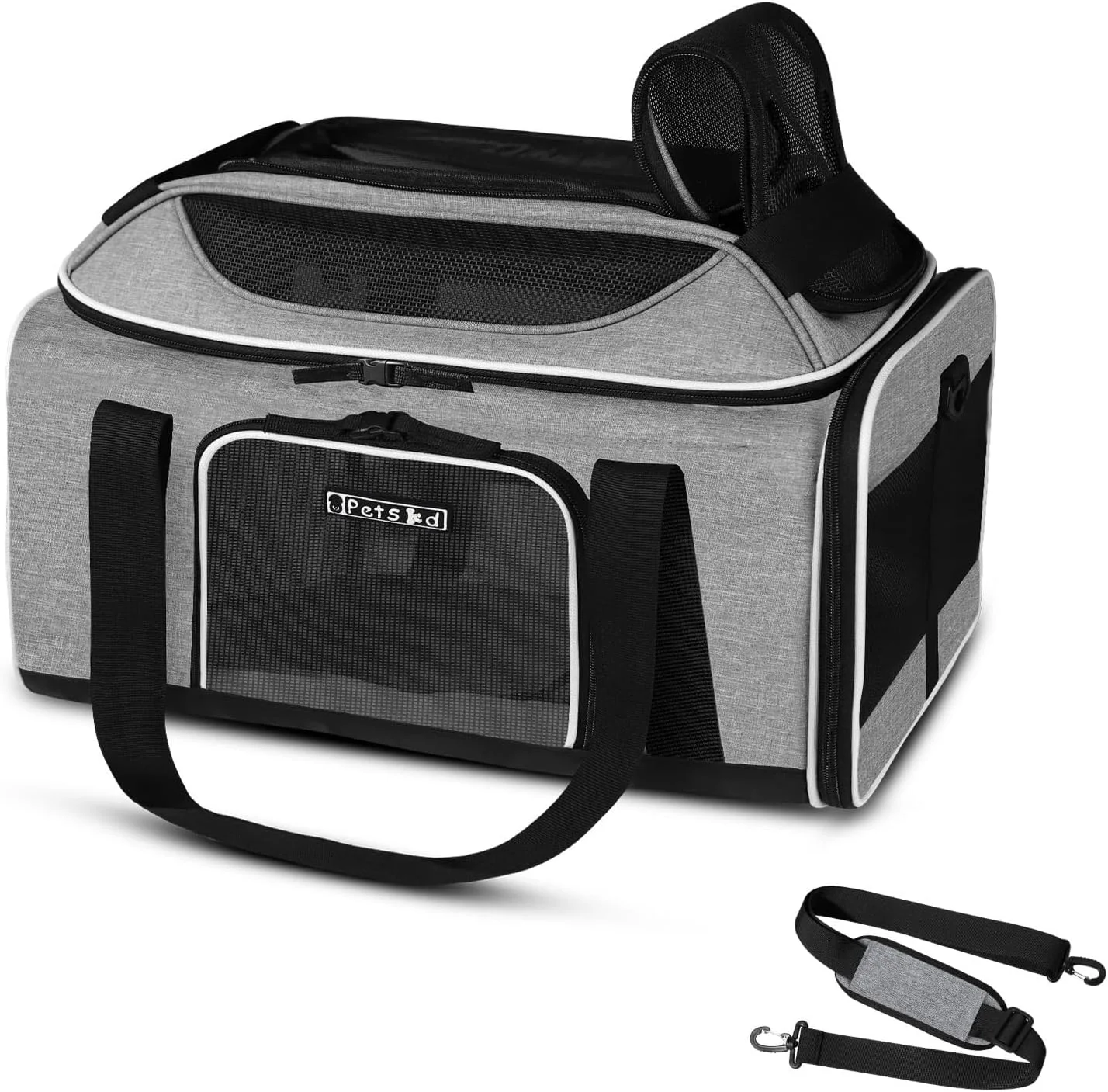 Trusted Petskd Top-Expandable Pet Carrier 17x12x8.5 Inches JetBlue Allegiant Spirit Airline Soft-Sided Carrier for Small Cats and Dogs with Locking Safety Zippers and Anti-Scratch Mesh Grey Carefully Designed