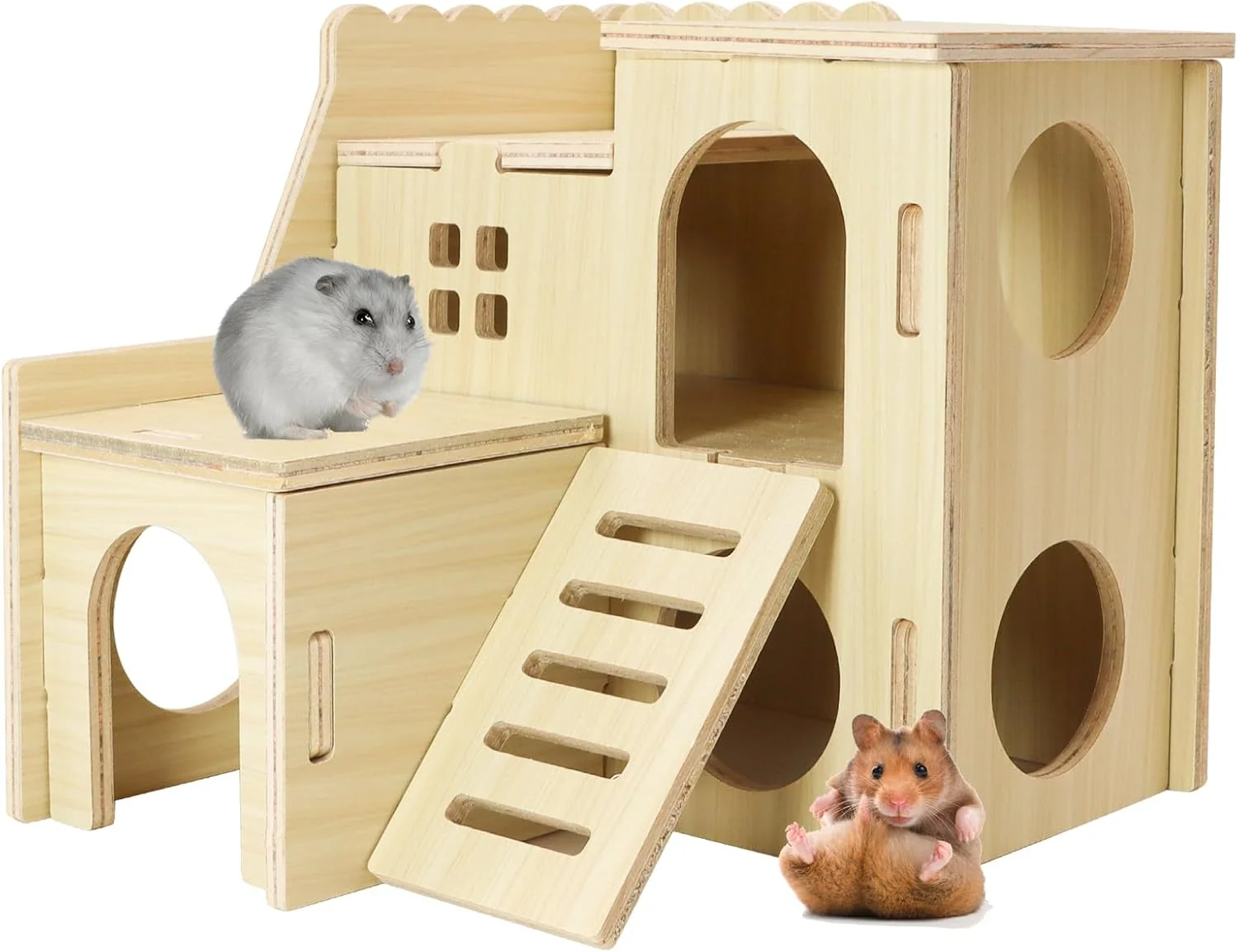 Expertly Made Tiny Hamster Maze Wood House with Slide House Hamster Hideout Cage Accessories for Dwarf Gerbils and Mouse Mice Rat Other Small Animals Only Suitable for Hamsters High-Grade