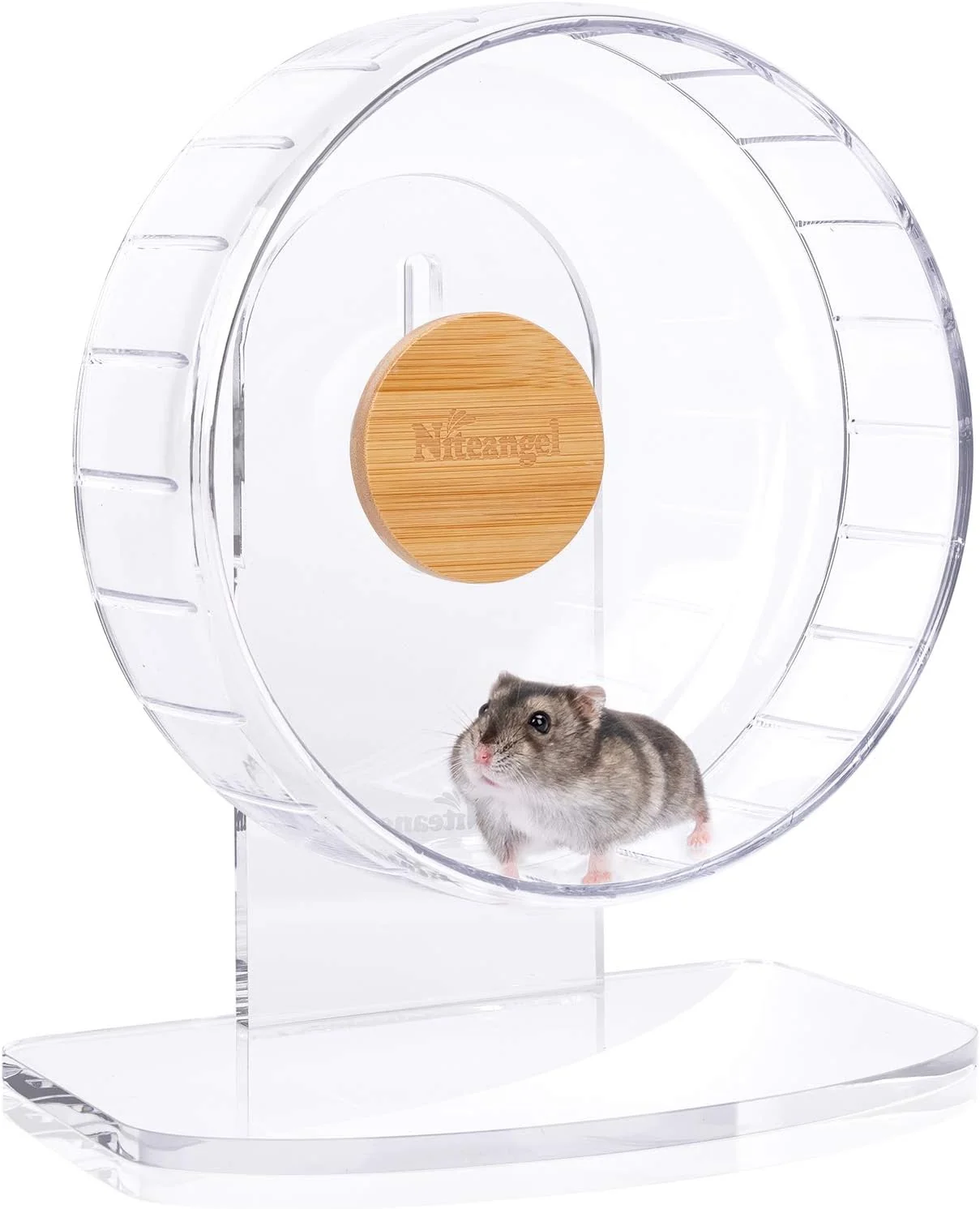 Reusable Niteangel Super-Silent Hamster Exercise Wheels - Quiet Spinner Hamster Running Wheels with Adjustable Stand for Hamsters Gerbils Mice Or Other Small Animals S Transparent Smart