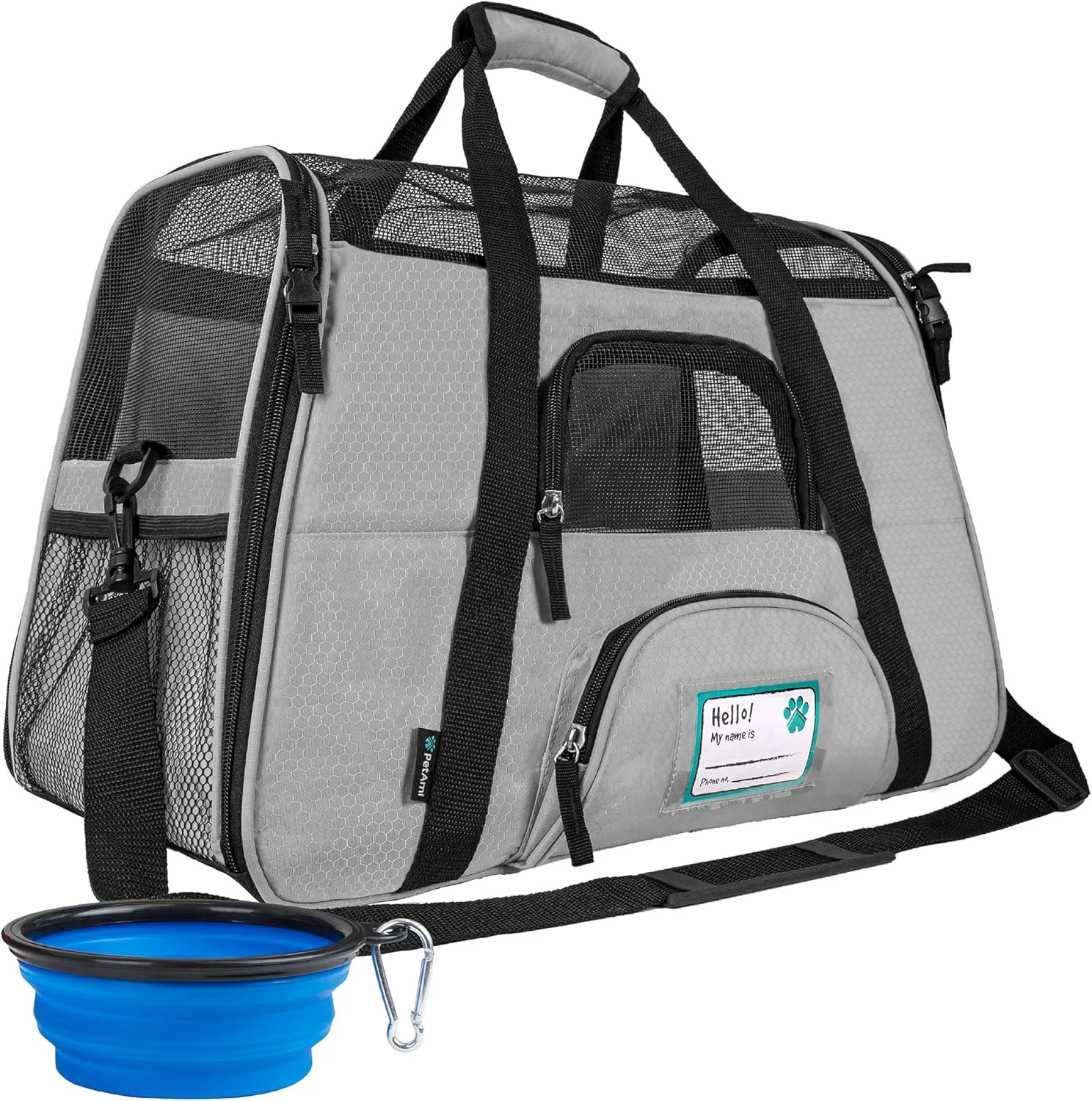 Convenient PetAmi Airline Pet Carrier for Cat Soft Sided Dog Carrier for Small Dogs Cat Travel Supplies Accessories for Indoor Cats Ventilated Pet Carrying Bag Medium Large Kitten Puppy Small Gray Reusable
