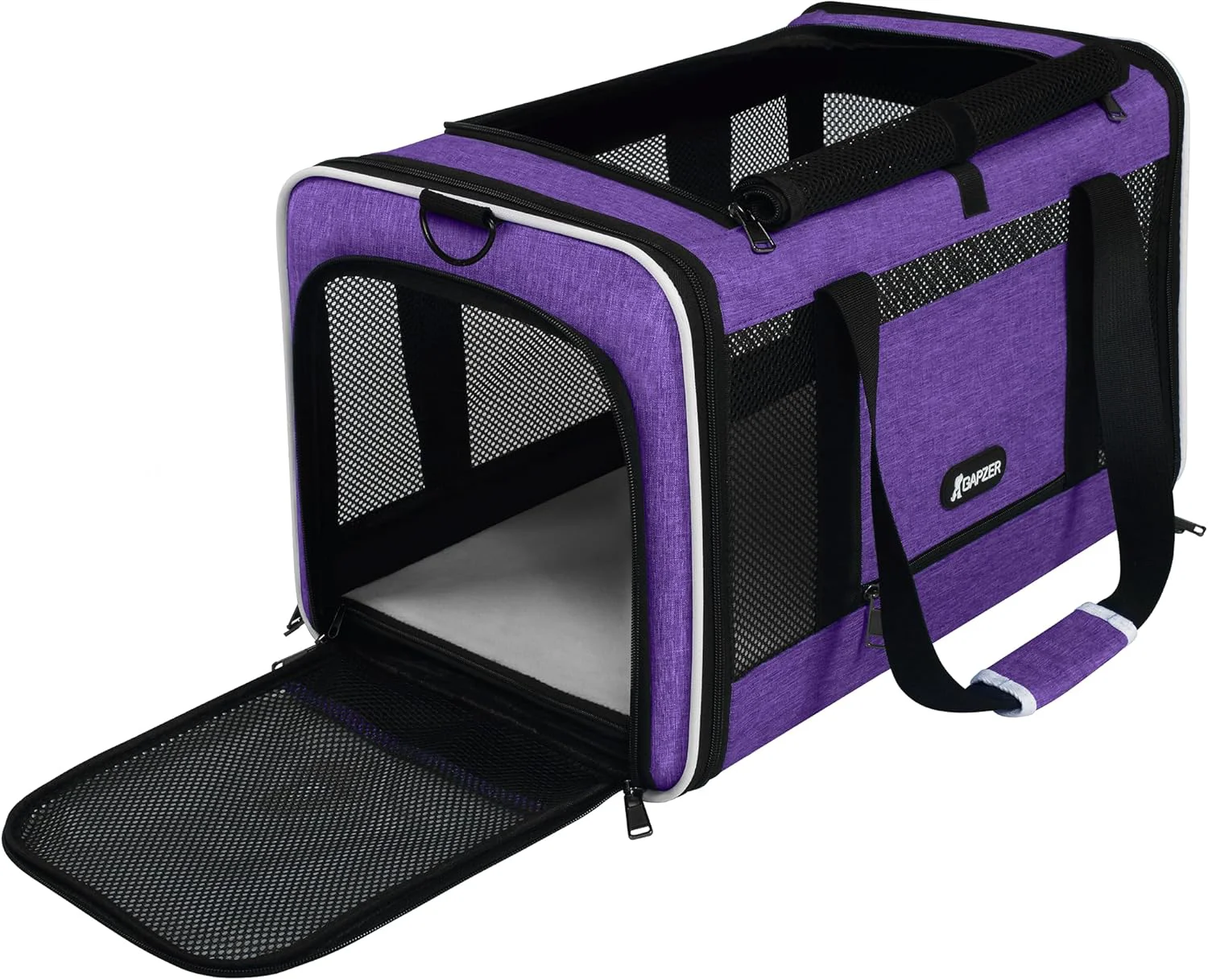 Reusable Per Carrier for Cat 18x11x11 Inch FAA Complaint Kitten Taxi Top Load Soft Cloth Bag Small Animal Portable in Cabin Crate Shih Tzu Dog Kennel Carry Case 4-Sided-Ventilated Kitty Purse Purple Elite