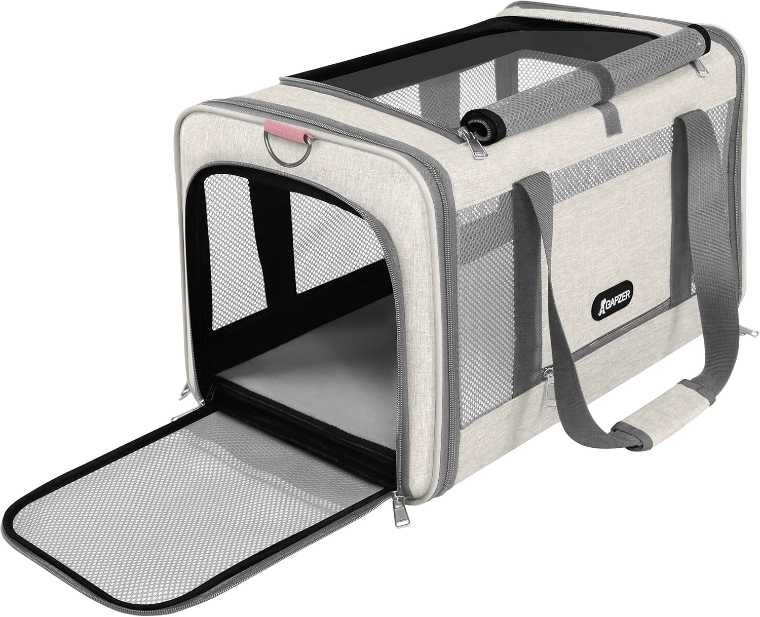 Casual Cat Carrier American Airline 18x11x11 Top Opening Sturdy Soft Pet Carrying Bag See Through Mini Dog Hard Bottom Crate Kennel Case 4-Side-Ventilation Mesh Cage Toy Poodle Biege Superior