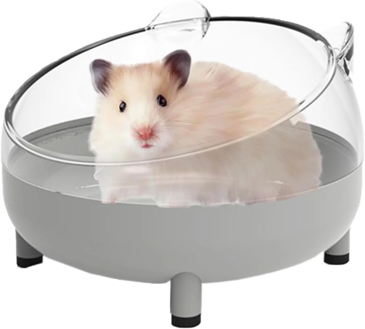 Superior Meow Woof Hamster Sand Bath Container Large Sandbox Toilet Gerbil Batheoom Tiny Chinchilla Dust Bathtub Sand Bath Box for Hamster Cage Accessories 6.5 Inch-Grey Exclusive