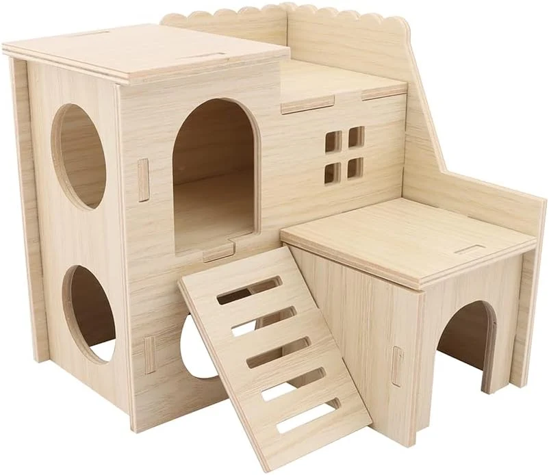 Responsible Tiny Hamster Maze Wood House Fun Slide House Double-Decker Hut for Dwarf Gerbil Mouse Mice Rat Small Animals Only for Small Hamster Fine Crafted