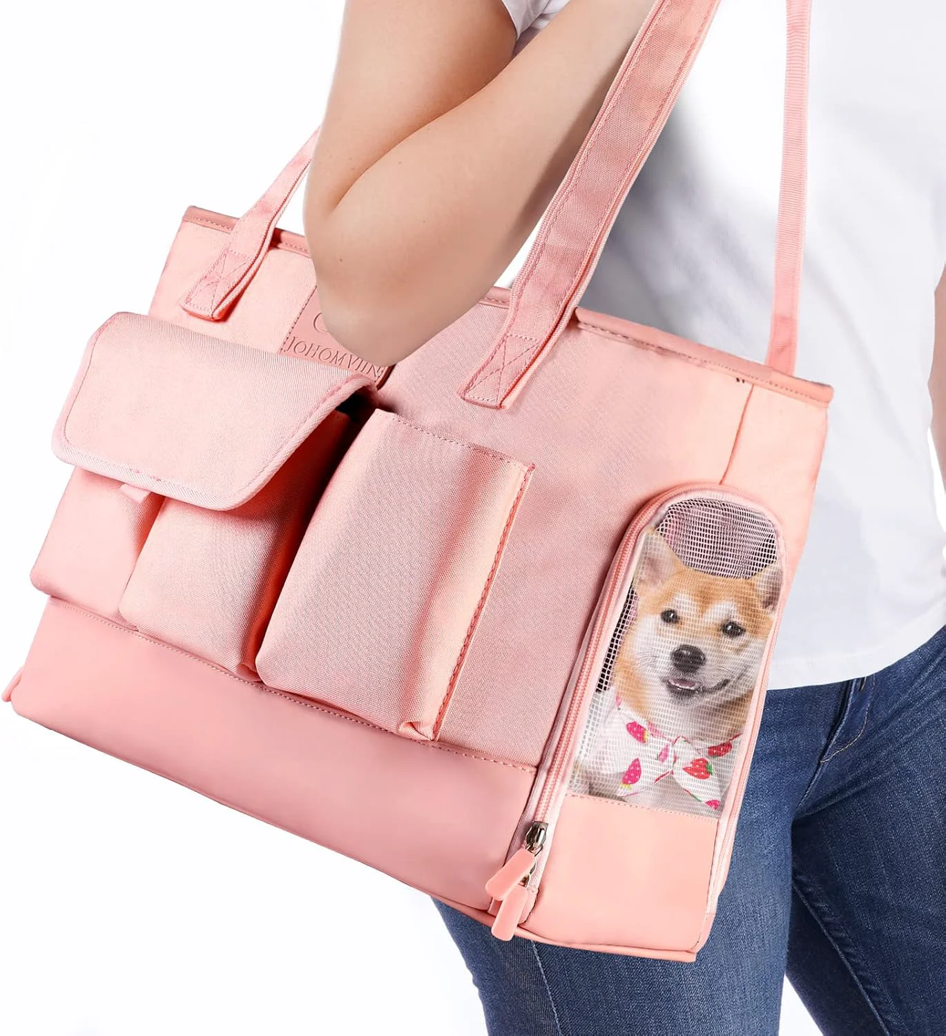 Superior Dog Carrier Cat Carrier Pet Carrier Foldable Waterproof Premium PU Leather Oxford Cloth Dog Purse Portable Tote Bag Carrier for Small to Medium Cats and Small Dogs Pink Fine