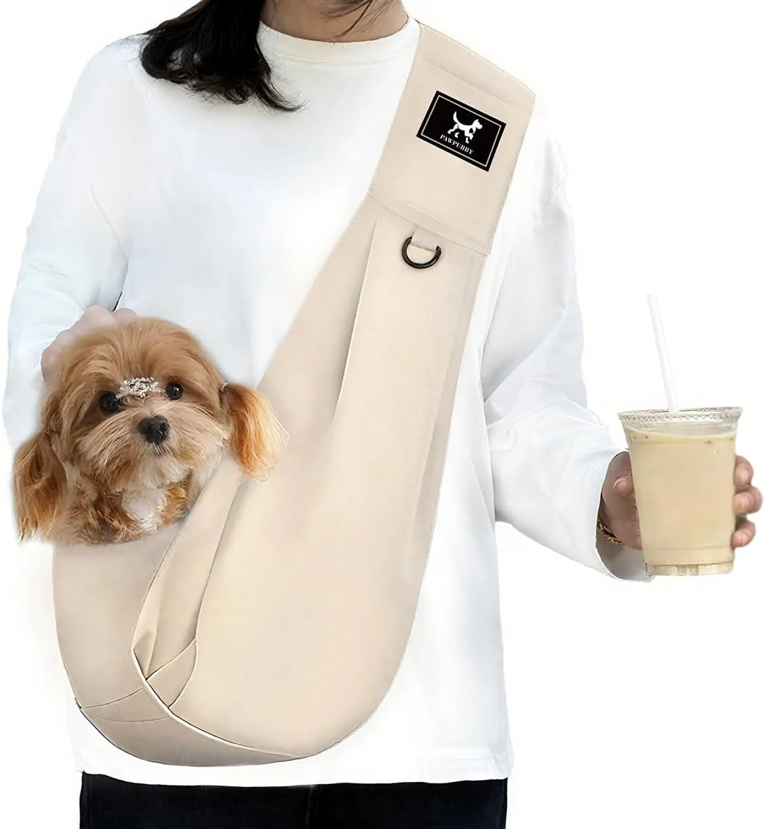 Top-Quality Dog Cat Carrier Sling Adjustable Soft Padded Shoulder Puppy Carrier Hands- Dog Carrier Bag with Double Safety Buckles Premium Material for Outdoor Travel Apricot M