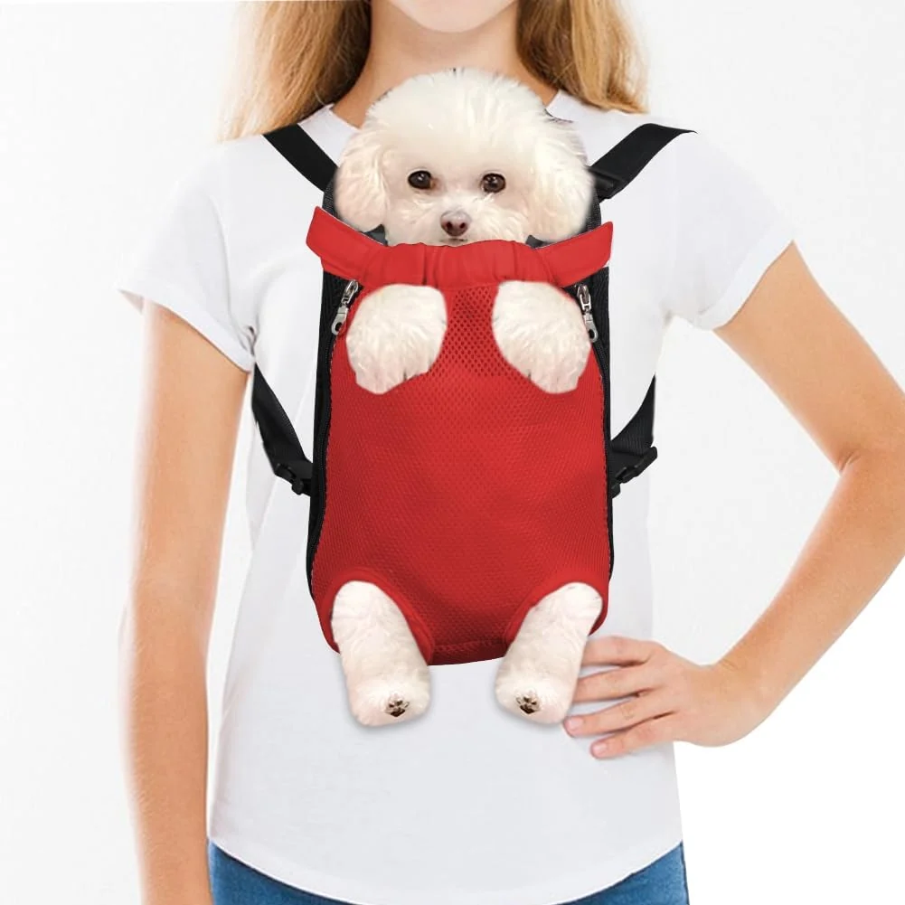 Trusted FEimaX Dog Carrier Backpack Pet Legs Out Front Cat Travel Bag Adjustable Puppy Backpacks Carriers Hands- for Small Medium Dogs Cats Hiking Traveling Camping Daily Walking Large Red Smooth