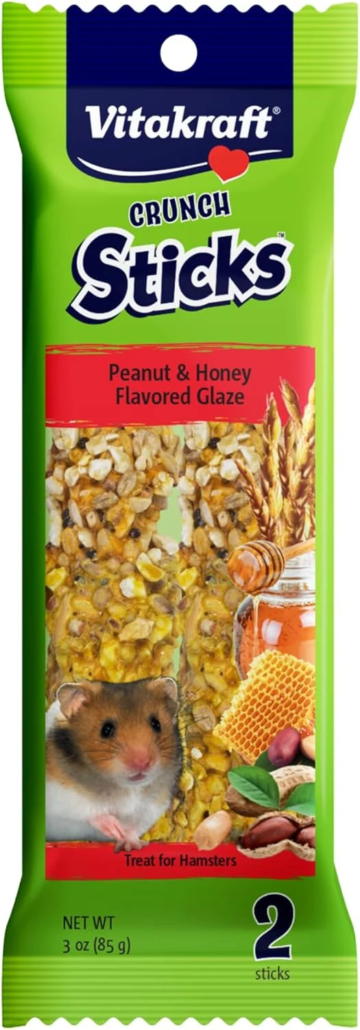 Specialty Vitakraft Crunch Sticks Hamster Treat - Hamster Chew Sticks - Supports Dental Health Long-Lasting Fun Peanut Honey Environmentally Friendly