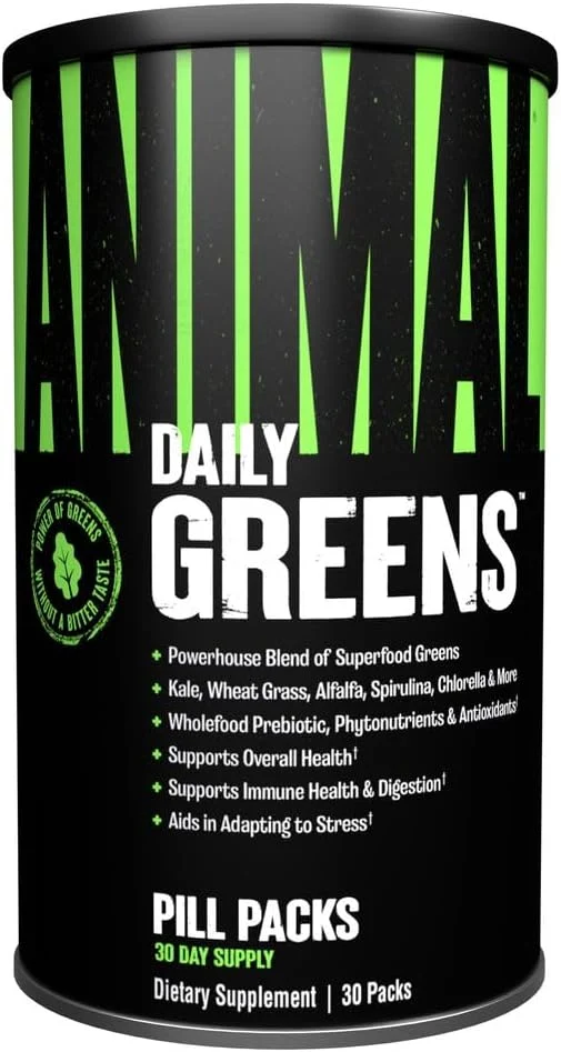 Modern Animal Daily Greens Pill Packs - Kale Wheat Grass Alfalfa More - Convenient Prebiotic and Probiotic Superfood Blend for Superior Digestion Gut Health and Immunity For Men Women - 30 Day Supply Efficient