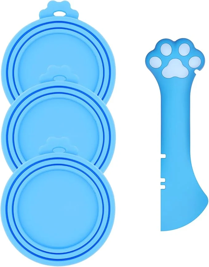Unique Pet Can Opener 3 Pcs Cat Food Can Lids Universal BPA Silicone Covers Multi-Function Wet Food Spoon for Cat and Dog Food Blue About ThisOverview Premium