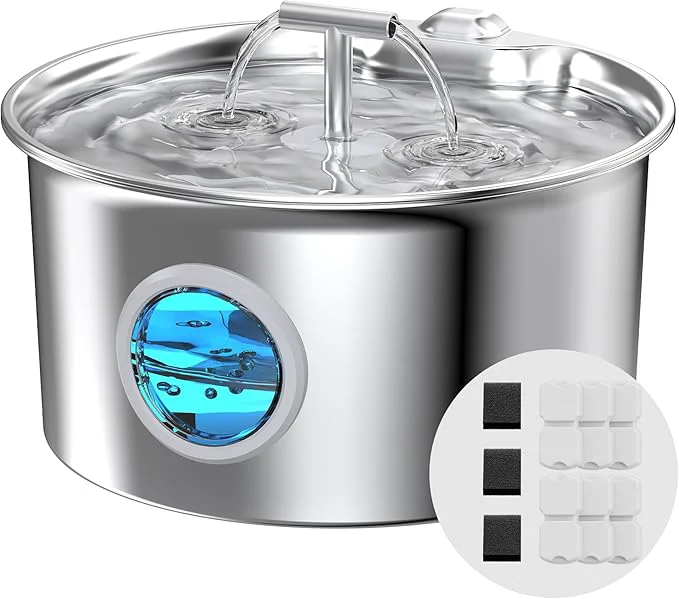 Casual Cat Water Fountain Stainless Steel Cat Fountain for Drinking with Filter - Pet Water Fountain for Cats Indoor - Automatic Pet Water Dispenser Bowl - 6 Carbon Filters 3 Foam FiltersAbout ThisOverview Trusted