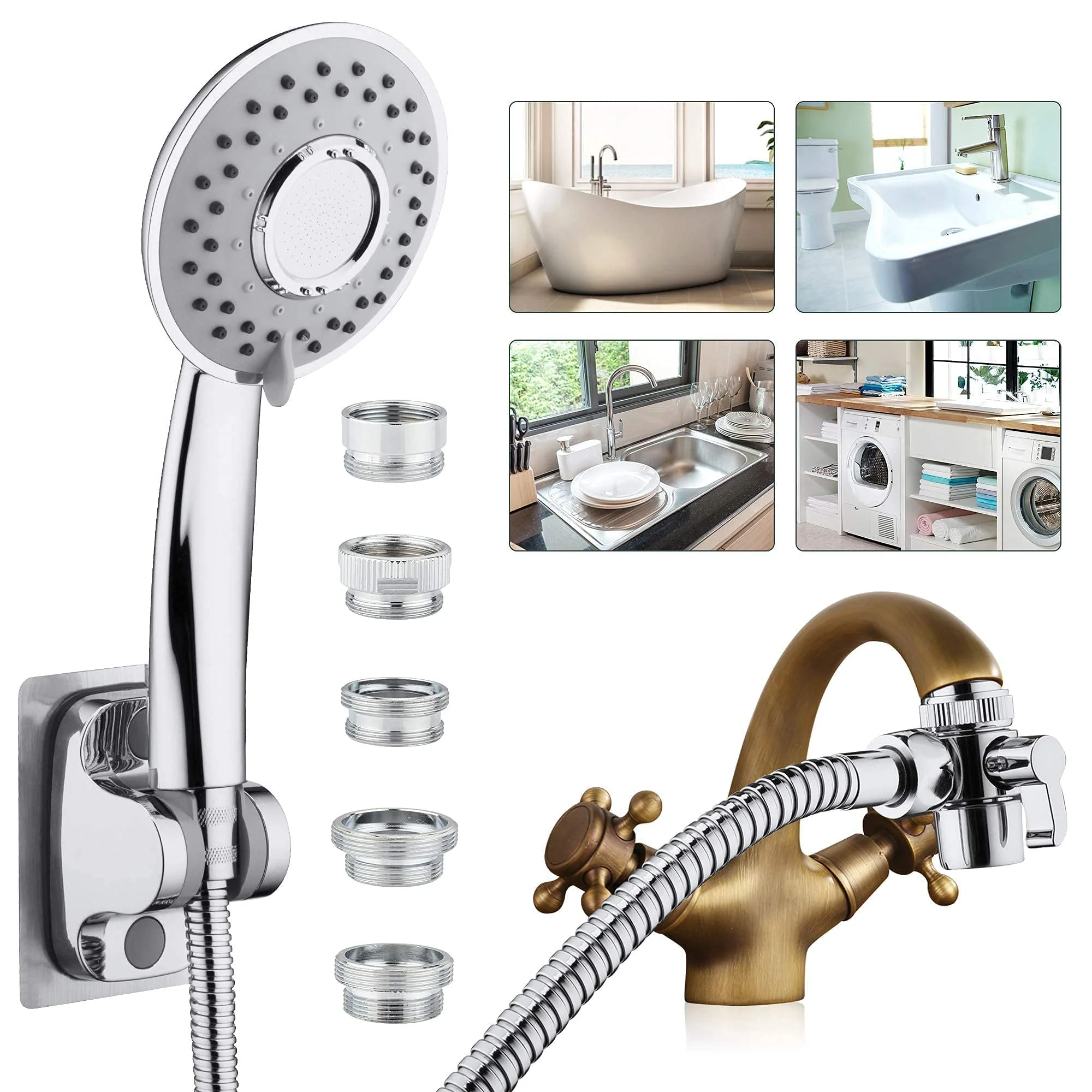 Casual ZCONIEY Sink Hose Shower Sprayer Attachment with 5 Adapters Faucet Extension for Delta Moen Kohler American Standard Next-Generation