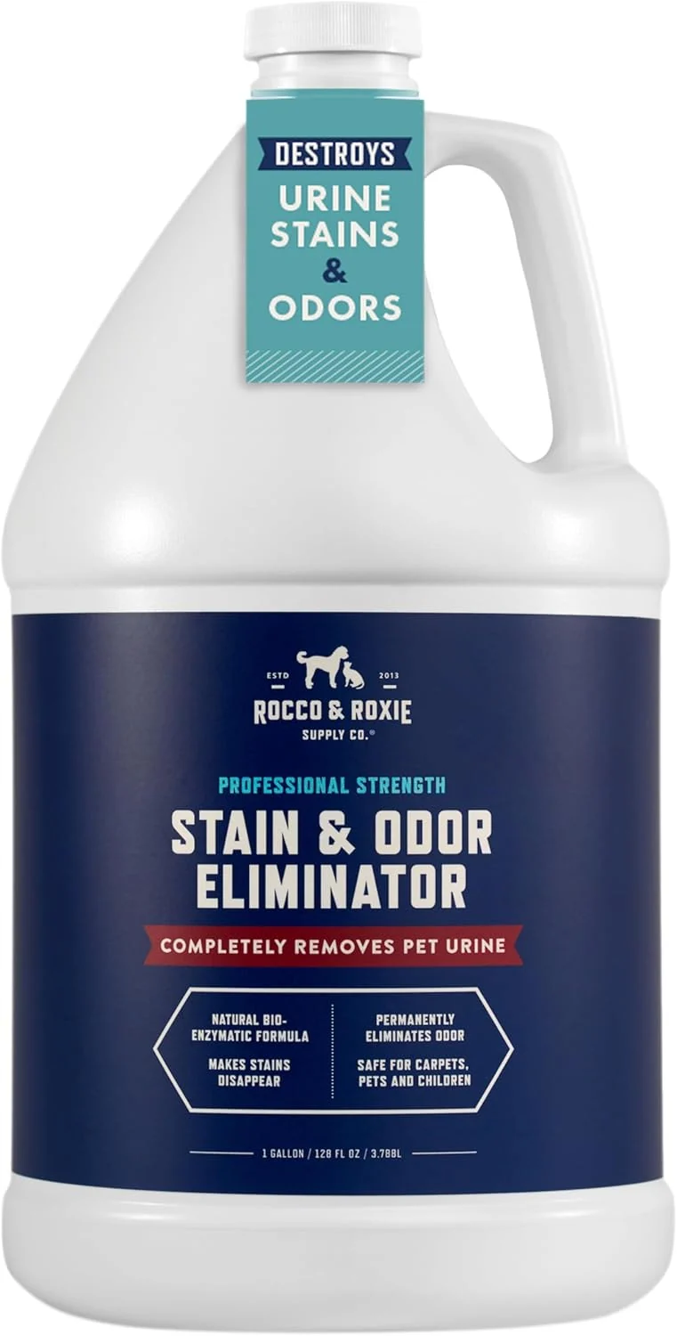 Verified Rocco Roxie Supply Co. Stain Odor Eliminator for Strong Odor - Enzyme Pet Odor Eliminator for Home - Carpet Stain Remover for Cats Dog Pee - Enzymatic Cat Urine Destroyer - Carpet Cleaner Spray Specialty