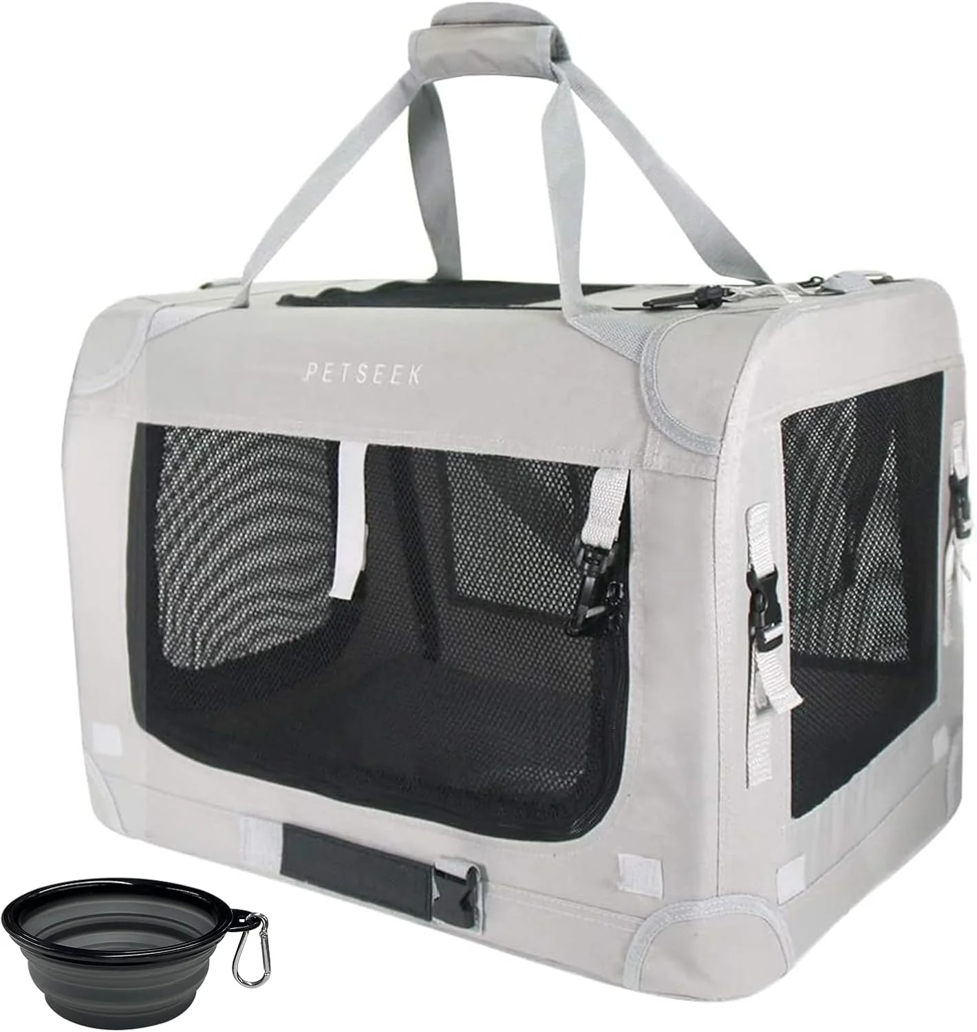 Versatile Extra Large Cat Carrier Soft Sided Portable Small Dog Carrier for 2 Cats 24 x16.5 x16 Car Travel Folding Comfortable Design with Bowl Grey First-Class