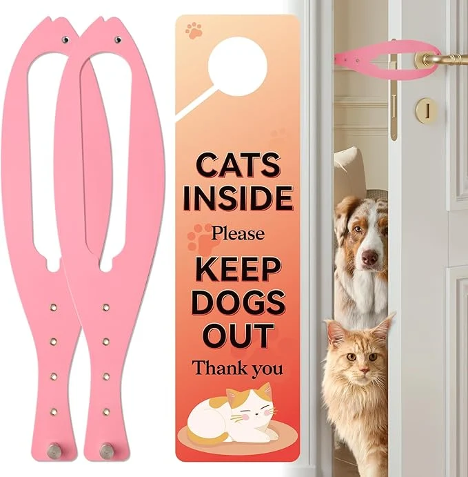 Solid TGIOW Cat Door Latch 2 Pcs Cat Door Stopper Pet Door Latch to Keep Dog Out of Litter Box and Food Door Prop for Cat with 5 Adjustable Size Strap 2.5-6 Wide No Measuring Easy to Install PinkAbout ThisOverview Optimized