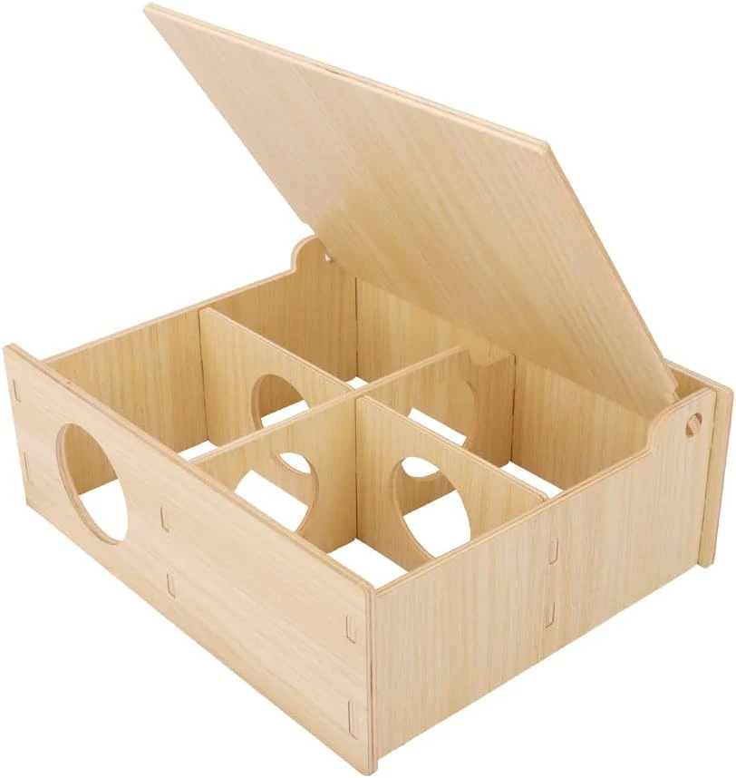 Trendy Hamster and Mouse Wooden Tunnel Cage Secret Peep Shed and Explore Hideout Flip Cover Design Hamster Play Tunnel Fine Crafted