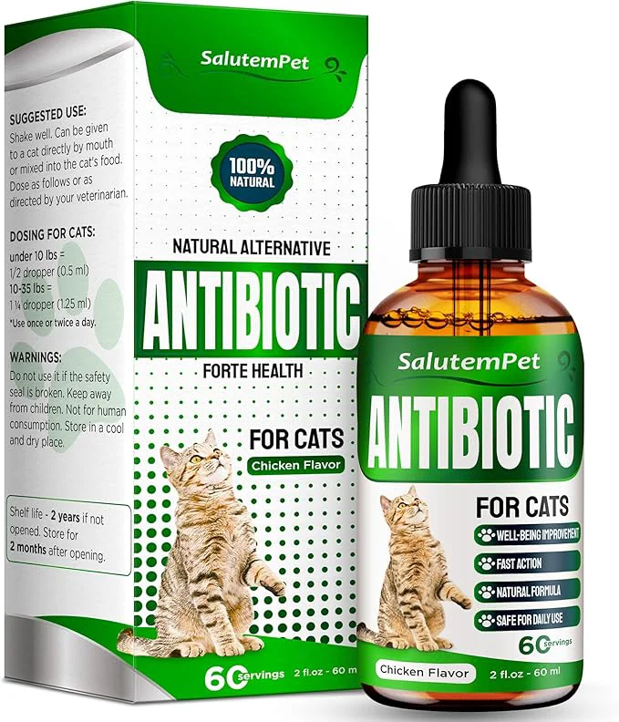 Luxury Cat Antibiotic for Infections UTIs Respiratory Moments Cold Allergies Antibiotics for Cats of All Ages Breeds Liquid Form Natural Supplement with Chicken Flavor 2 OzAbout This Quality