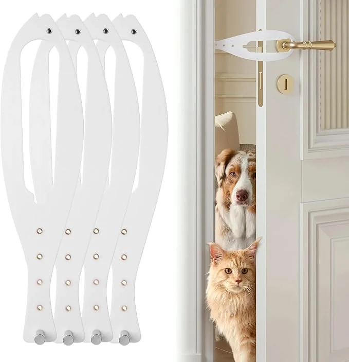 Secure TGIOW Cat Door Latch 4 Pcs Cat Door Stopper Pet Door Latch to Keep Dog Out of Litter Box and Food Door Prop for Cat with 5 Adjustable Size Strap 2.5-6 Wide No Measuring Easy to InstallAbout ThisOverview Fine