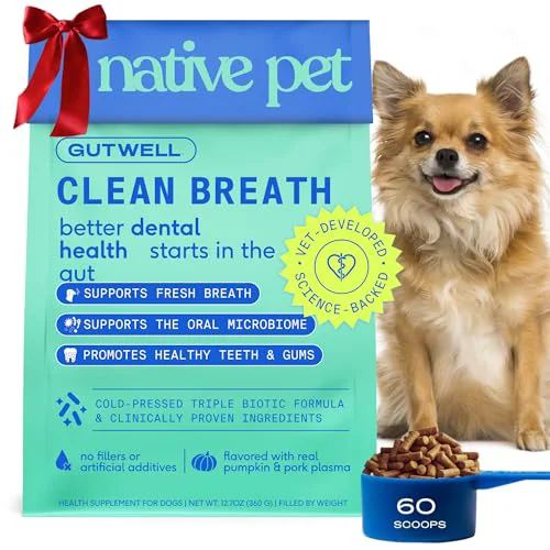 Top-Quality Native Pet GutWell Clean Breath Dog Breath Freshener Dental Powder 60 Scoops User-Friendly