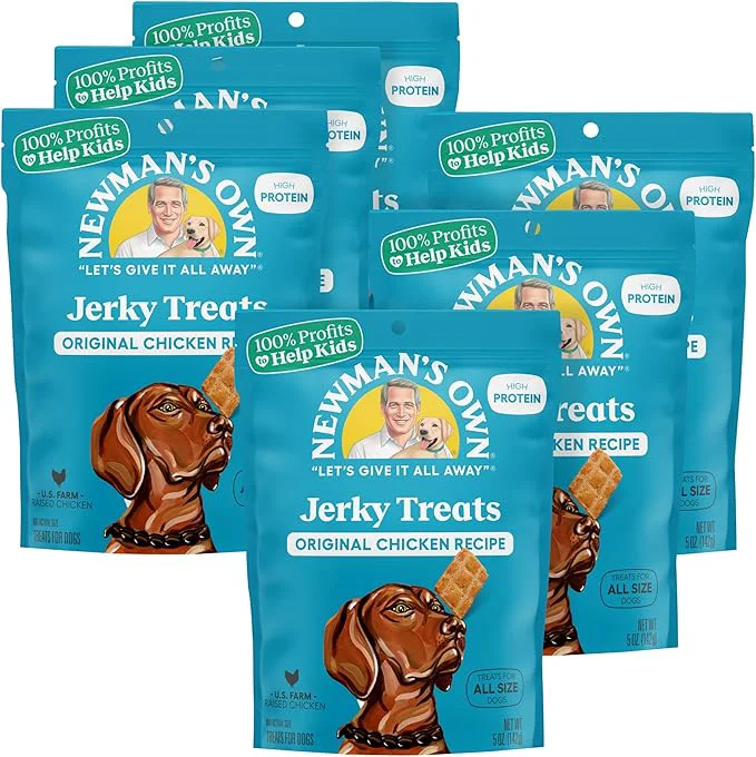 Green Newman's Own Chicken Jerky Dog Treats 5 oz Bag Pack of 6 — High Protein Grain US Farm-Raised Chicken as First Ingredient Chewy Wholesome Training RewardsAbout This Exclusive
