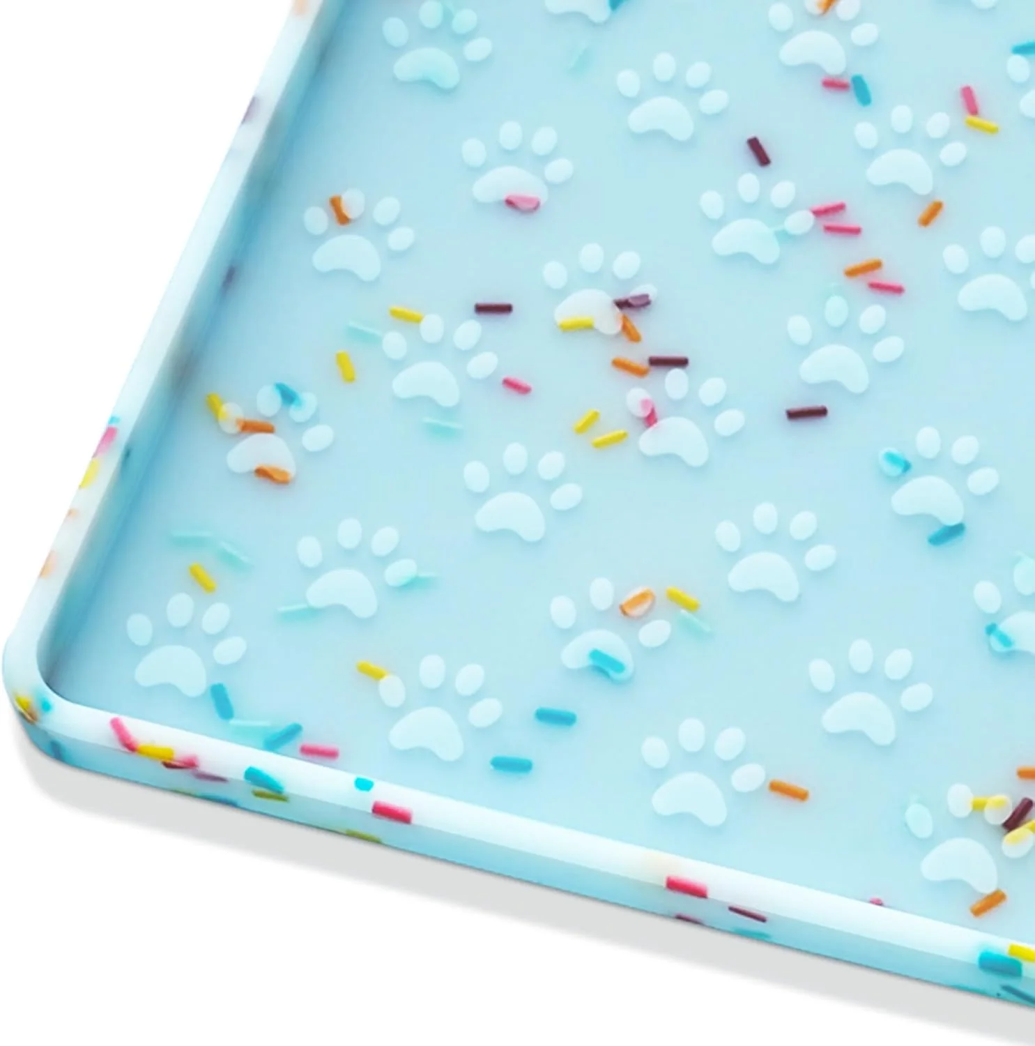 Authentic Ptlom Dog Food Mat Anti-Slip Dog Bowl Mats for Food and Water Waterproof Pet Placemat Prevents Messy Spill to Floor Silicone Puppy Feeding Tray for Small Medium and Large Dogs Cats Blue Natural