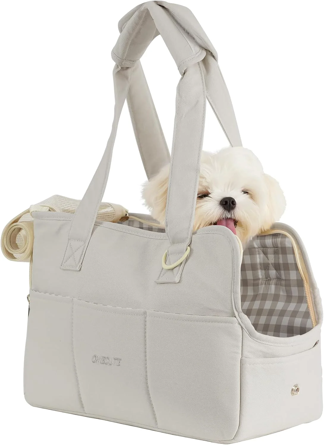 World-Class Dog Purse Carrier for Small Dogs Rabbit cat with Large Pockets Cotton Bag Dog Carrier Soft Sided Collapsible Travel Puppy Carrier Grey 13.6 L x 6.5 W x 10 H Prestigious