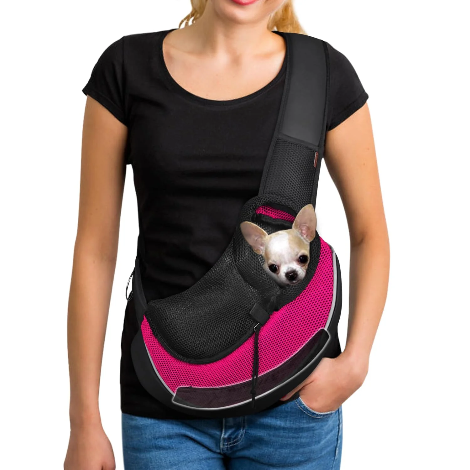 Unique YUDODO Pet Sling Carrier for Small Dogs Cats – Hands- Breathable Safe Pink 3.0 S Relaxed