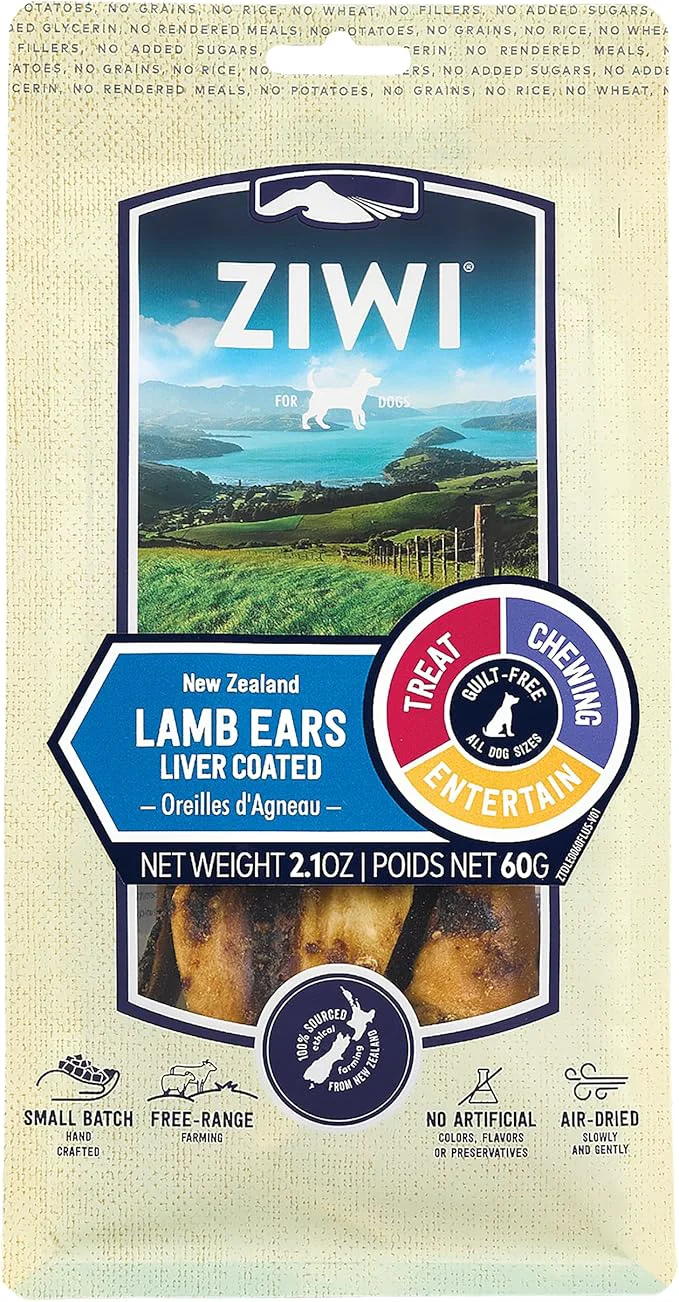 Verified ZIWI Dog Chews and Treats – Lamb Ears - All Natural Air-Dried Single Protein Grain- High-Value Treat Snack Reward 2.1 Ounce Pack of 1 About This Expertly Made